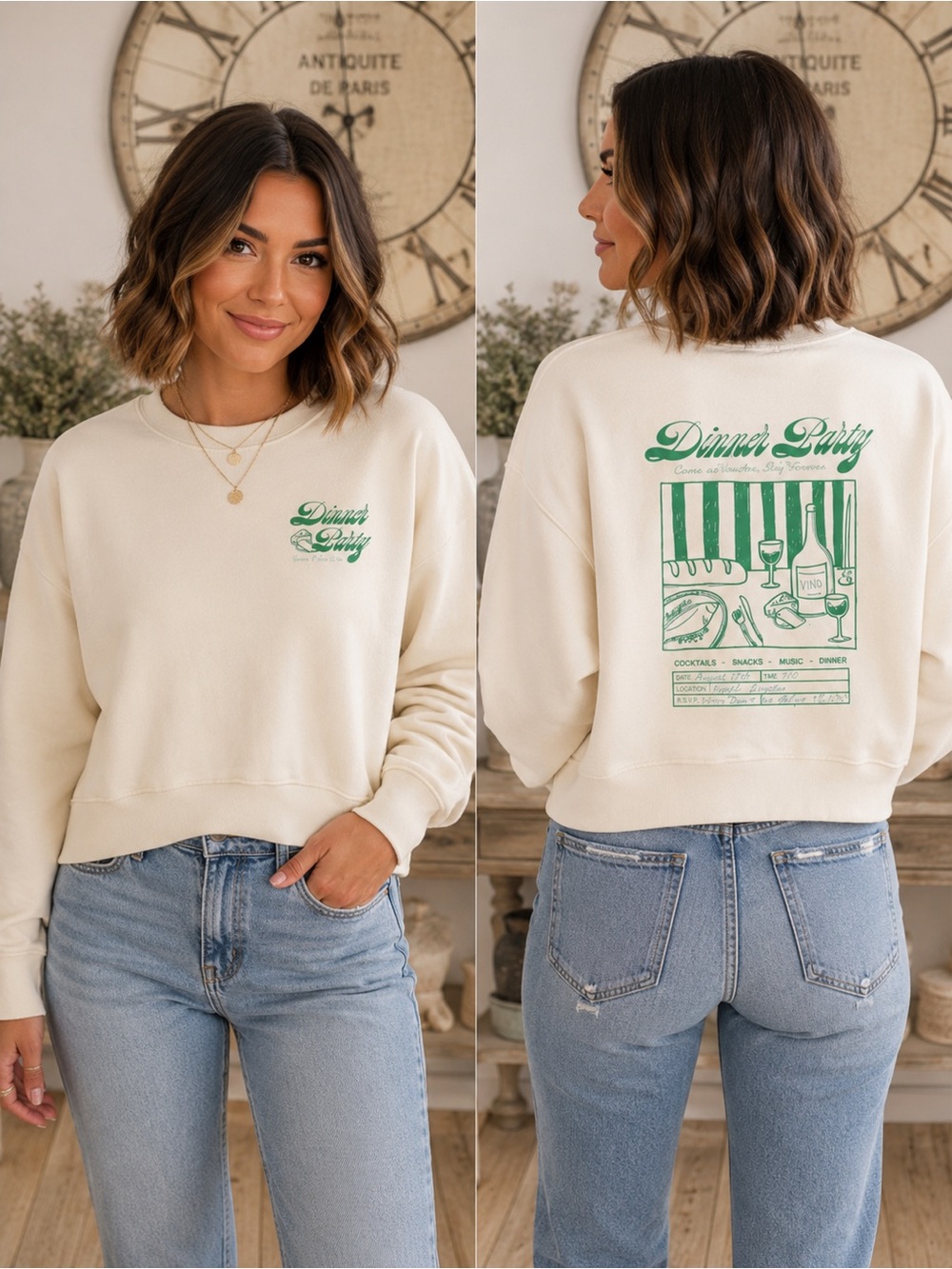 NWT Ripple Junction Cream Sweater with Green Graphic